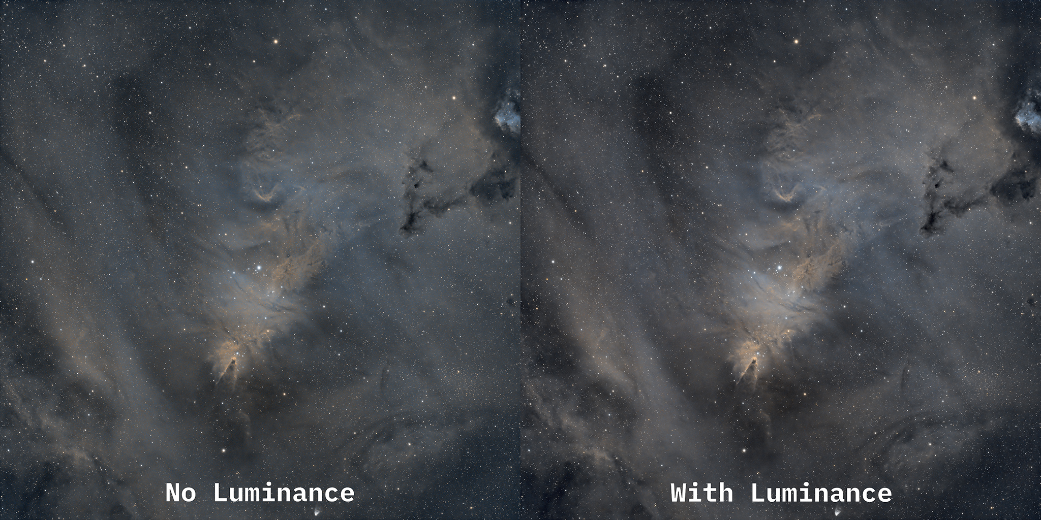 My SHO Image without (left) and with (right) luminance added in.