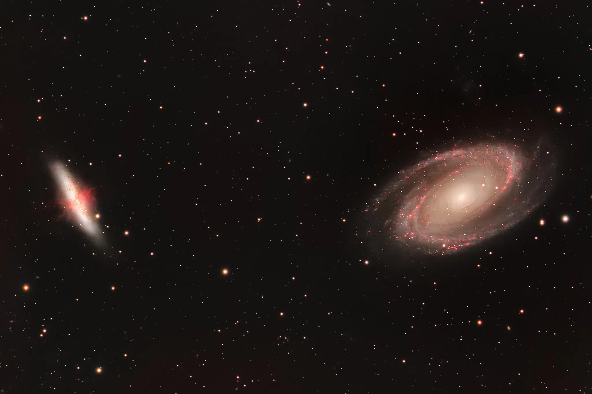 M81 and M82 - Bode's Galaxy and the Cigar Galaxy, remastered in 2025 by me.