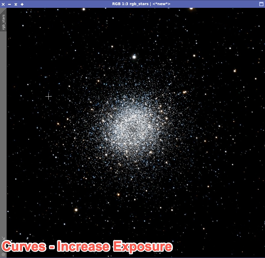 Image showing the increased exposure on the extracted stars image.