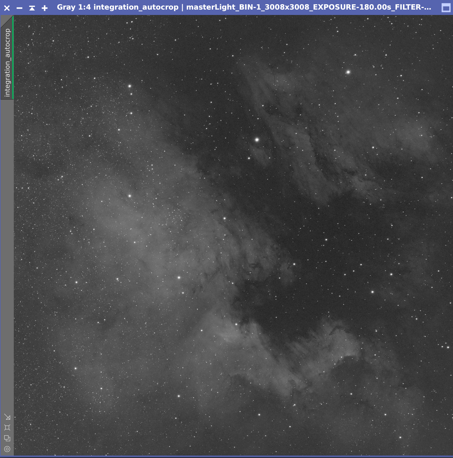 The North America and Pelican Nebulae master frame Oxygen III signal from my ASI533MM camera.